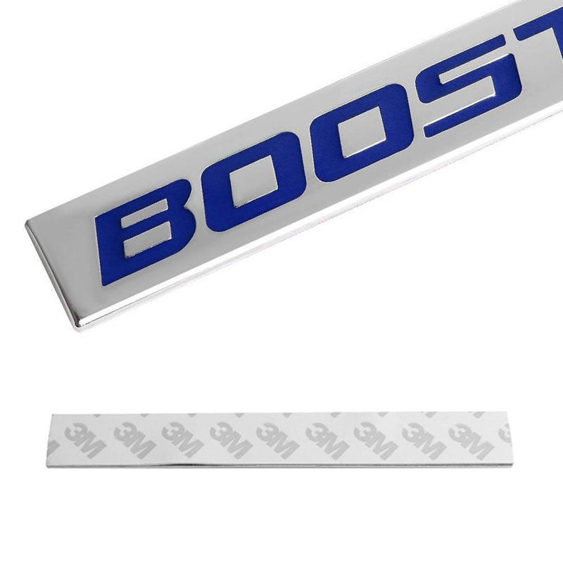 Blue/Chrome Boosted Logo Plate Rear Trunk Car Engine Metal Badge Decal Emblem-Exterior-BuildFastCar