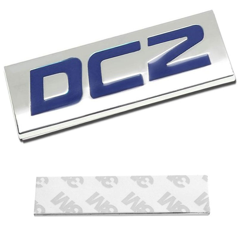 Blue/Chrome DC2 Logo Plate Rear Trunk Metal Badge Decal Sticker Emblem-Exterior-BuildFastCar