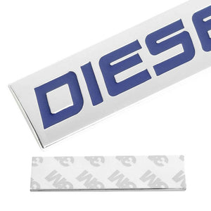 Blue/Chrome DIESEL TEXT Logo Plate Rear Trunk Metal Badge Decal Sticker Emblem-Exterior-BuildFastCar