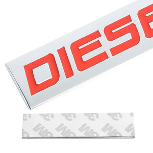 Red/Chrome DIESEL Sign Trim Plate Engine Rear Trunk Polished Badge Decal Emblem-Exterior-BuildFastCar