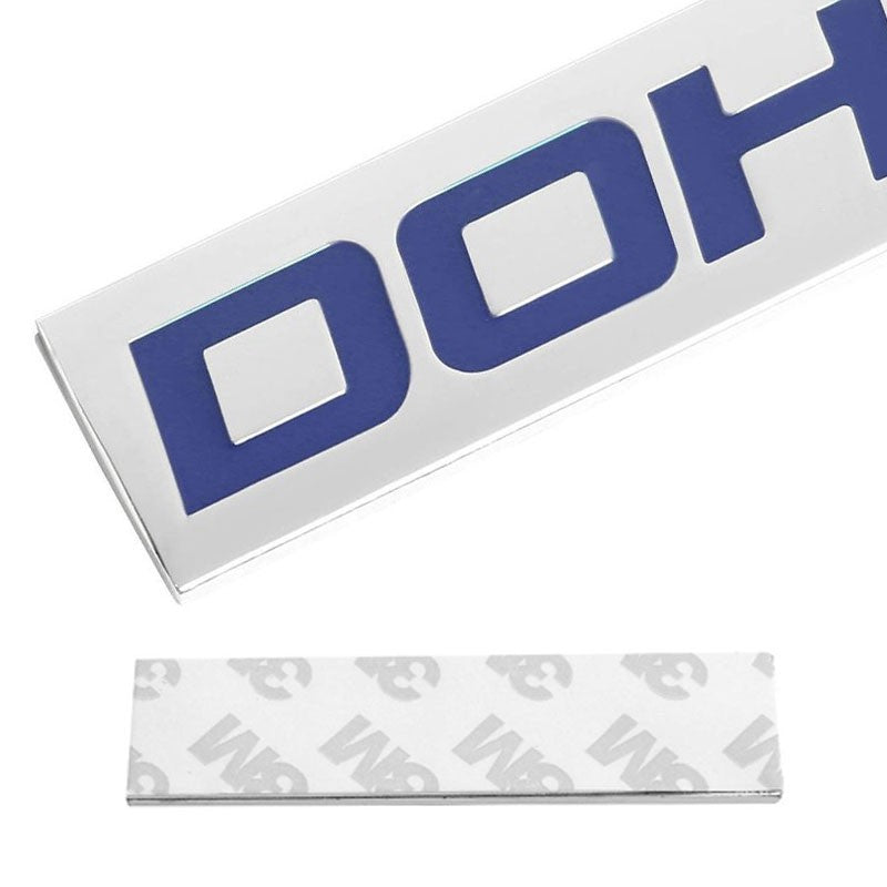 Blue/Chrome DOHC Logo Engine Plate Rear Trunk Metal Badge Decal Sticker Emblem-Exterior-BuildFastCar