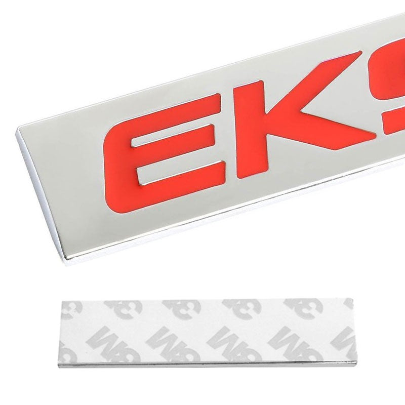 Red/Chrome EK9 Text Sign Trim Rear Trunk Polished Badge Decal Emblem 3M Tape-Exterior-BuildFastCar