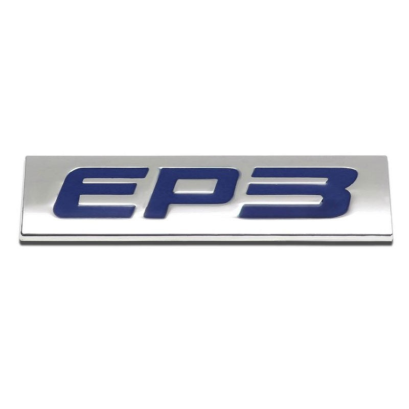 Blue/Chrome EP3 Logo Plate Engine Trunk Metal Sign Badge Decal Sticker Emblem-Exterior-BuildFastCar