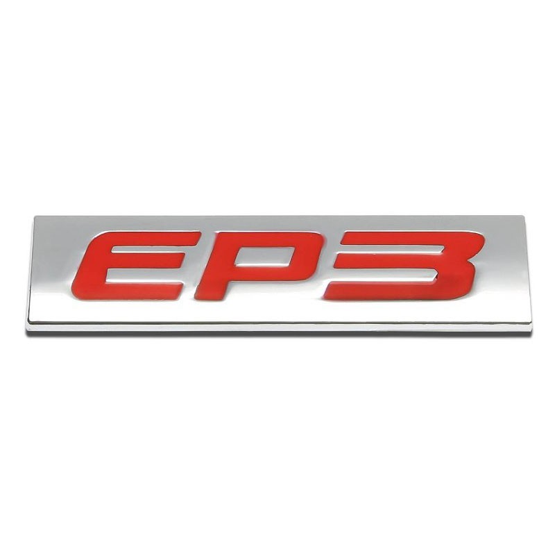Red/Chrome EP3 Lettering Sign Rear Trunk Polished Logo Badge Decal Metal Emblem-Exterior-BuildFastCar