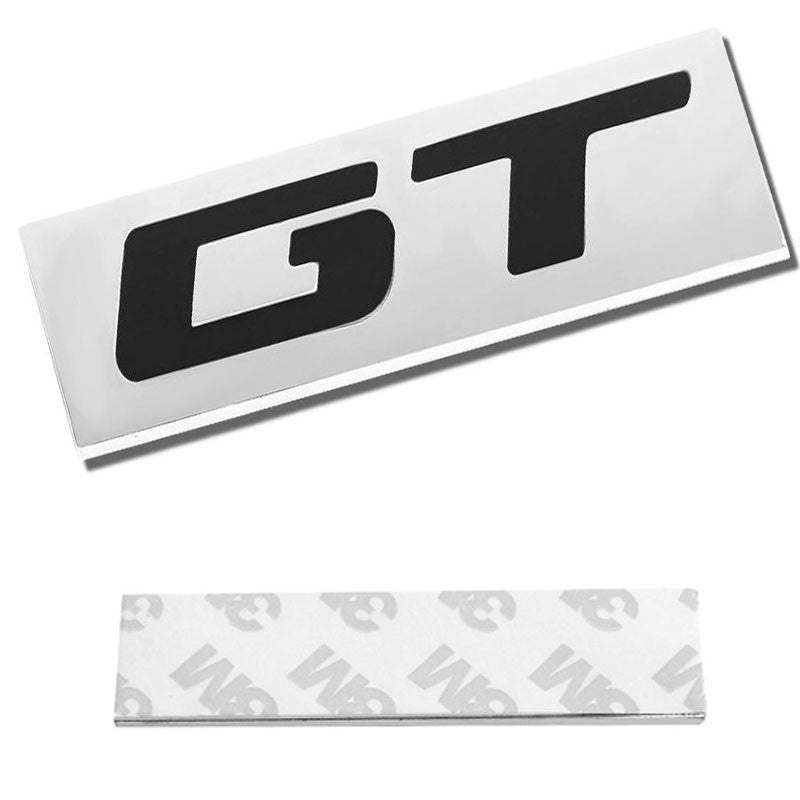 Black/Chrome GT Letter Sign Sport Car Trunk Polished Badge Decal Plate Emblem-Exterior-BuildFastCar