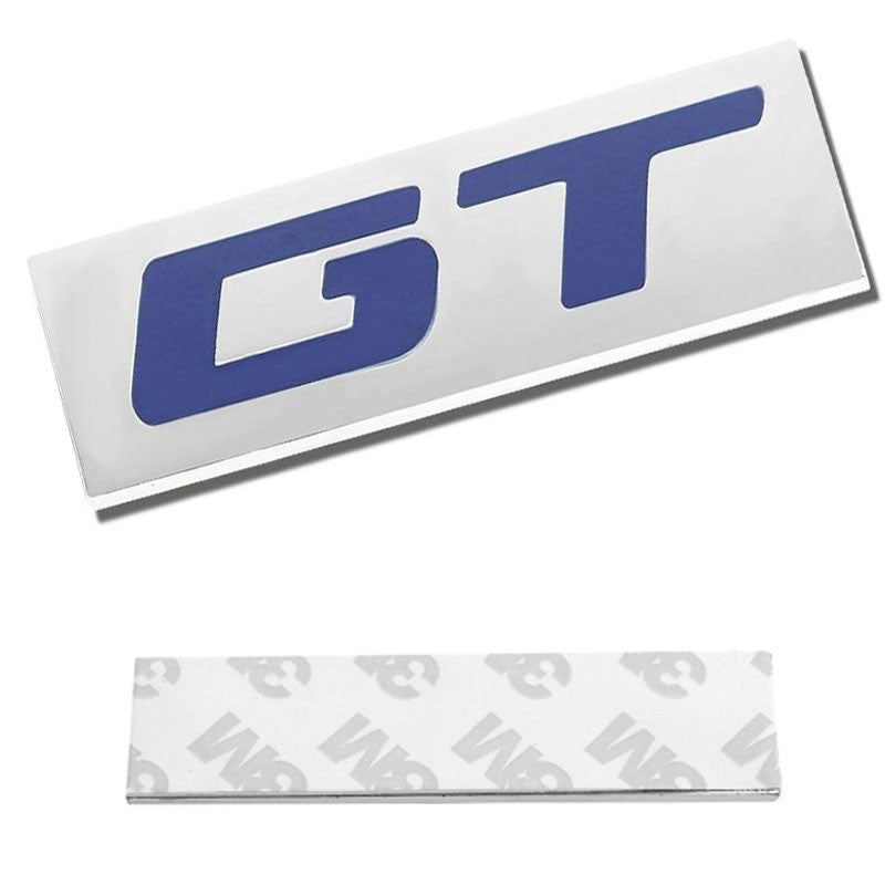 Blue/Chrome GT Logo Plate Rear Trunk Metal Hood Sign Badge Decal Sticker Emblem-Exterior-BuildFastCar