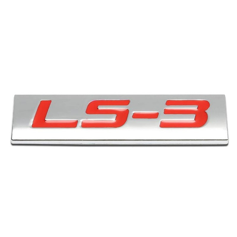 Red/Chrome LS3 Sign Trim Race Car Rear Trunk Polished Logo Badge Decal Emblem-Exterior-BuildFastCar