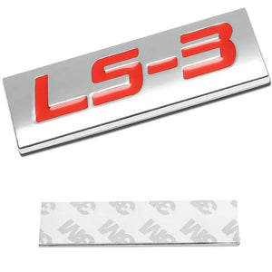Red/Chrome LS3 Sign Trim Race Car Rear Trunk Polished Logo Badge Decal Emblem-Exterior-BuildFastCar