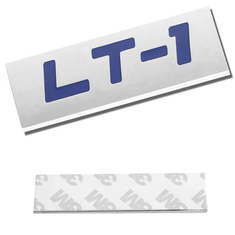 Blue/Chrome LT1 Logo Plate Car Rear Trunk Metal Badge Decal Sticker Emblem-Exterior-BuildFastCar