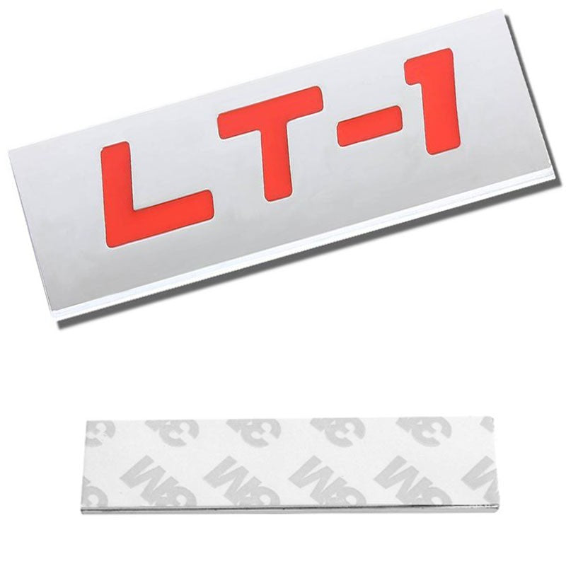 Red/Chrome LT1 Car Sign Trim Rear Trunk Polished Logo Badge Decal Emblem-Exterior-BuildFastCar