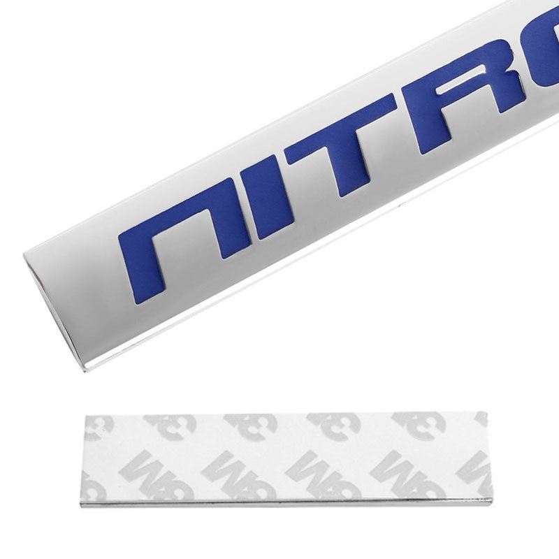 Blue/Chrome NITROUS Logo Plate Bumper Trunk Metal Badge Decal Sticker Emblem-Exterior-BuildFastCar