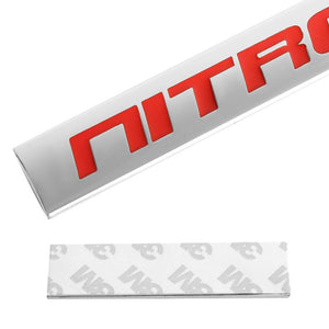 Red/Chrome NITROUS Text Sign Trim Motor Rear Trunk Polished Badge Decal Emblem-Exterior-BuildFastCar