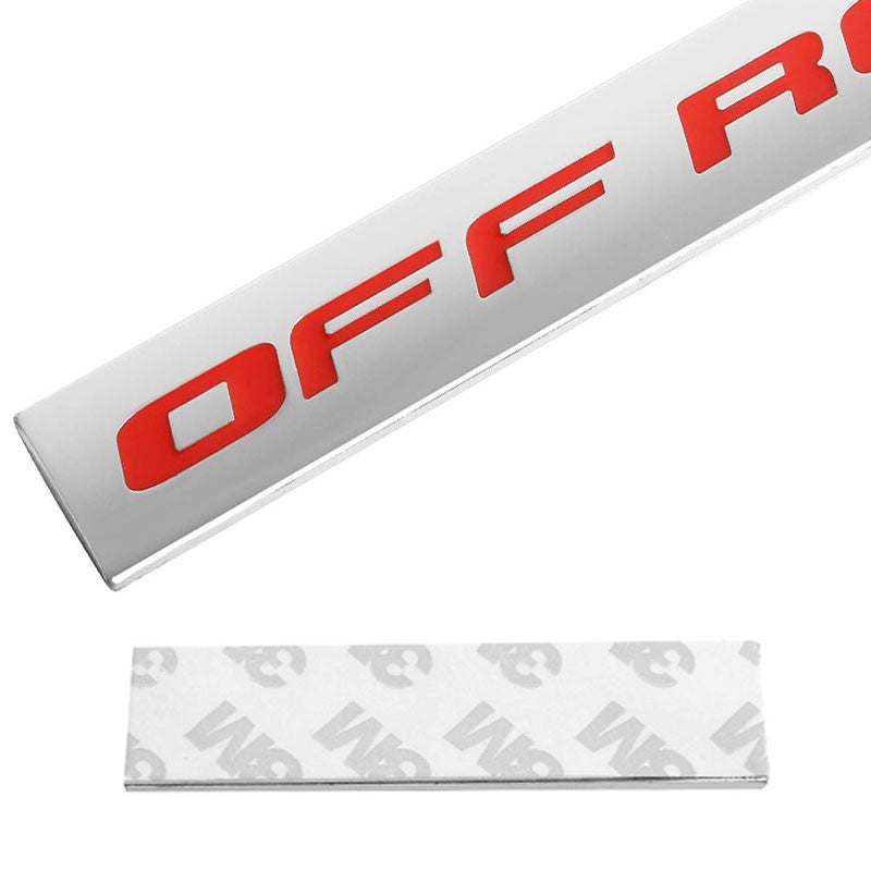 Red/Chrome OFF ROAD Text Sign Trim Rear Trunk METAL Badge Decal Emblem 3M Tape-Exterior-BuildFastCar