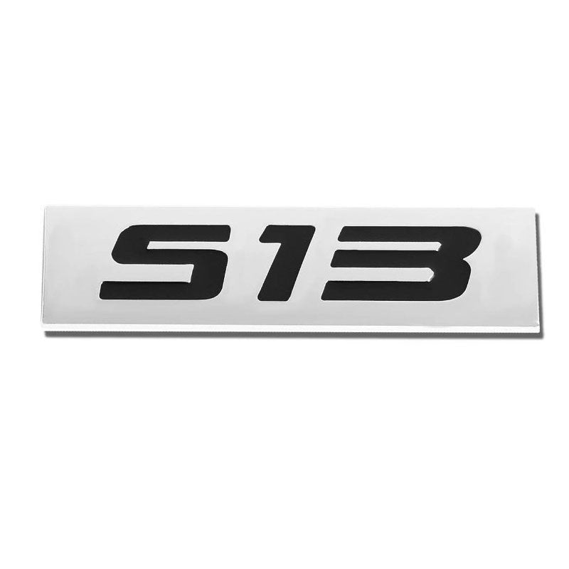 Black/Chrome S13 Number Letter Sign Rear Trunk Polished Badge Decal Plate Emblem-Exterior-BuildFastCar