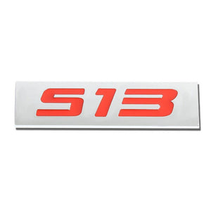 Red/Chrome S13 Sign Logo Text Trim Motor Rear Trunk Polished Badge Decal Emblem-Exterior-BuildFastCar
