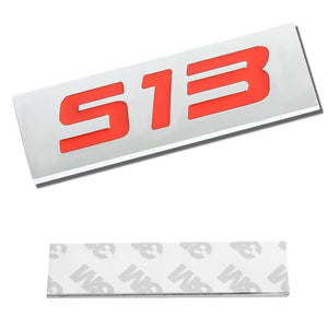 Red/Chrome S13 Sign Logo Text Trim Motor Rear Trunk Polished Badge Decal Emblem-Exterior-BuildFastCar