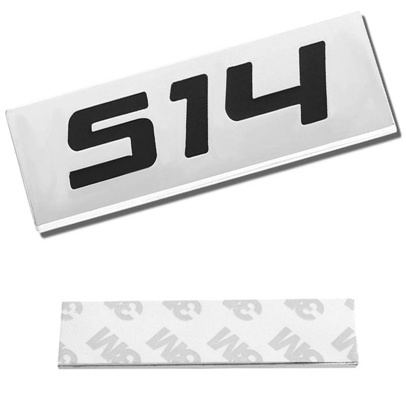 Black/Chrome S14 Letter Sign Rear Trunk Polished Badge Decal Plate Emblem 4mm-Exterior-BuildFastCar