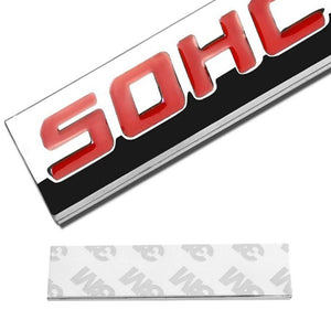 Red/Chrome SOHC Sign Trim Automobile Rear Trunk Polished Badge Decal Emblem-Exterior-BuildFastCar