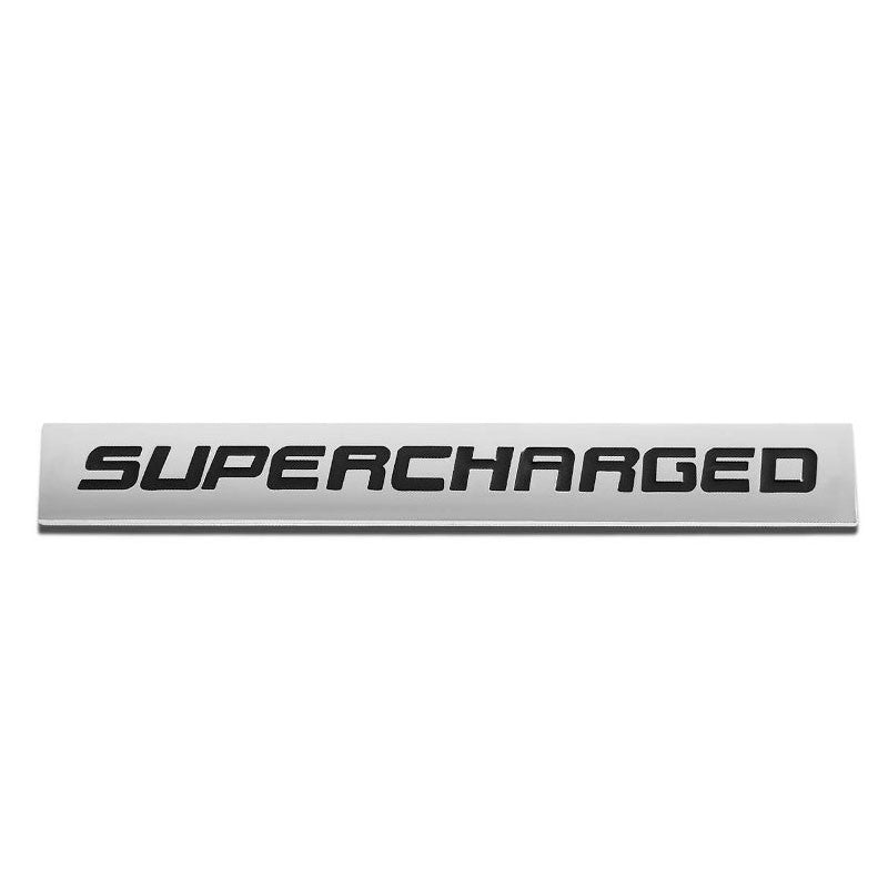 Black/Chrome SUPERCHARGED Letter Sign Trunk Polished Badge Decal Plate Emblem-Exterior-BuildFastCar