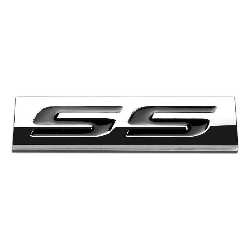 Black/Chrome SS Letter Sign Rear Trunk Polished Hood Badge Decal Plate Emblem-Exterior-BuildFastCar