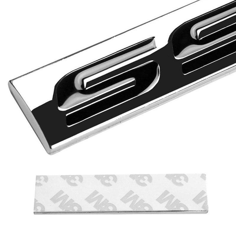 Black/Chrome SS Letter Sign Rear Trunk Polished Hood Badge Decal Plate Emblem-Exterior-BuildFastCar