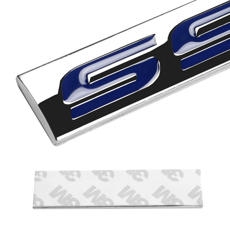 Blue/Chrome SS Logo Plate Sport Motor Trunk Metal Badge Decal Sticker Emblem-Exterior-BuildFastCar
