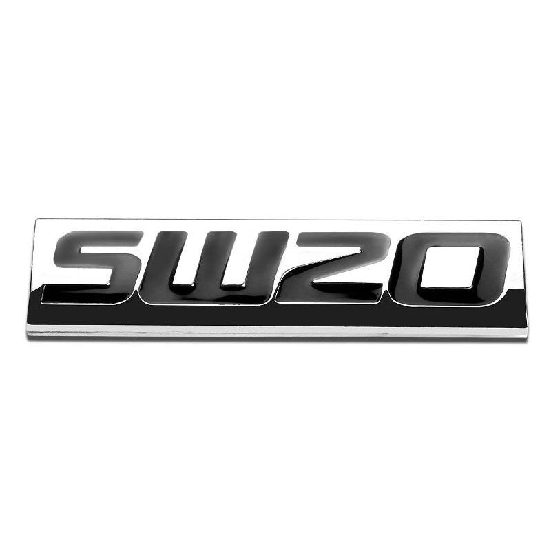 Black/Chrome SW20 Letter Logo Sign Rear Trunk Polished Badge Decal Plate Emblem-Exterior-BuildFastCar