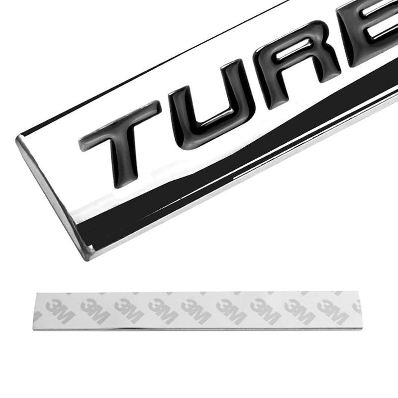 Black/Chrome TURBO CHARGED Letter Sign Rear Trunk Metal Badge Decal Plate Emblem-Exterior-BuildFastCar
