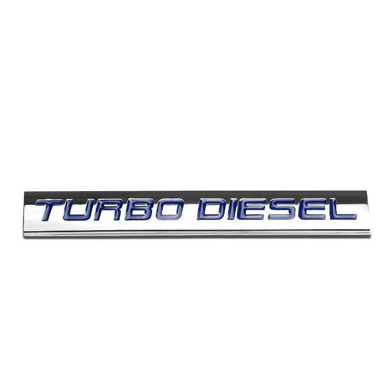 Blue/Chrome Turbo Diesel Logo Plate Rear Trunk Metal Badge Decal Sticker Emblem-Exterior-BuildFastCar