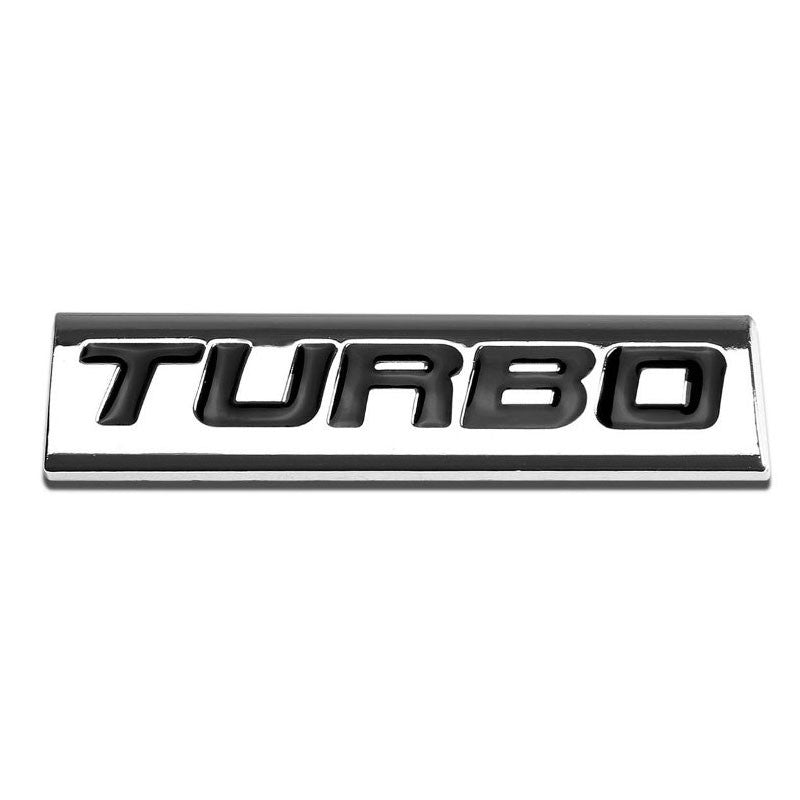 Black/Chrome TURBO Text Letter Sign Rear Trunk Polished Badge Decal Plate Emblem-Exterior-BuildFastCar