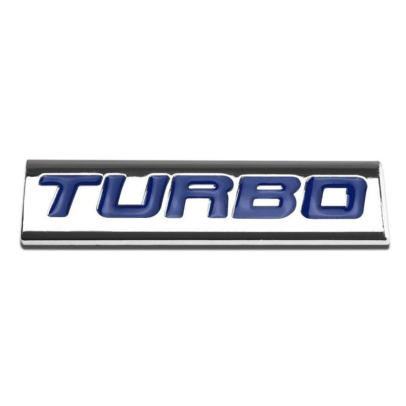 Blue/Chrome TURBO Logo Plate Race Motor Car Trunk Metal Sign Badge Decal Emblem-Exterior-BuildFastCar