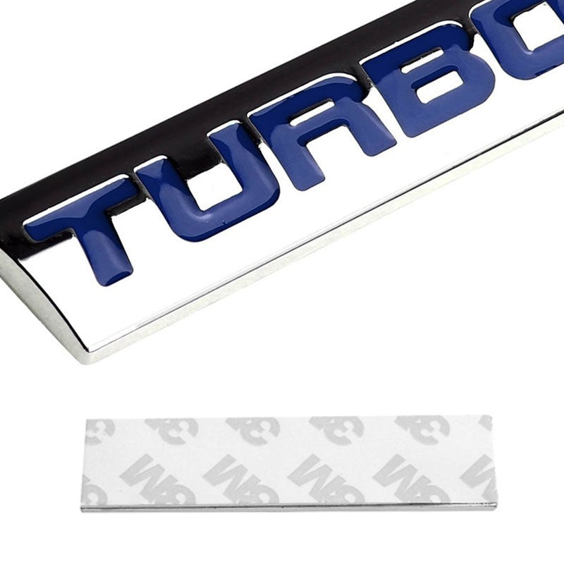 Blue/Chrome TURBO Logo Plate Race Motor Car Trunk Metal Sign Badge Decal Emblem-Exterior-BuildFastCar