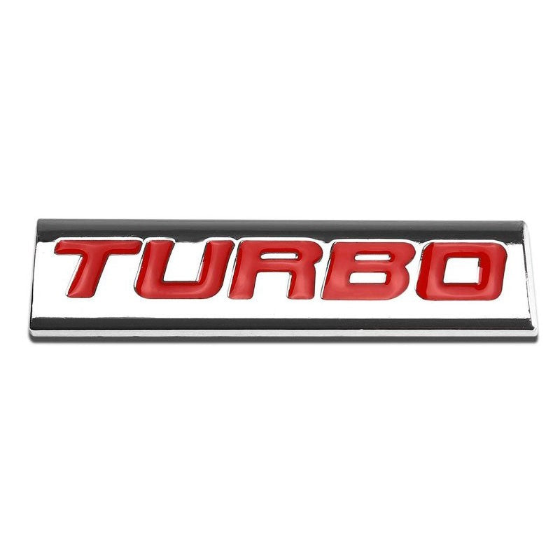Red/Chrome TURBO Sign LOGO Trim Rear Trunk Polished Badge Decal Emblem 3M Tape-Exterior-BuildFastCar