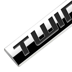 Black/Chrome "TWIN TURBO" Rear Trunk Metal Badge Emblem Decal Plate BFC-EMAL-TWINTURBO-BK