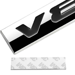 Black/Chrome V8 Letter Sign Engine REAR Trunk Polished Badge Decal Plate Emblem-Exterior-BuildFastCar