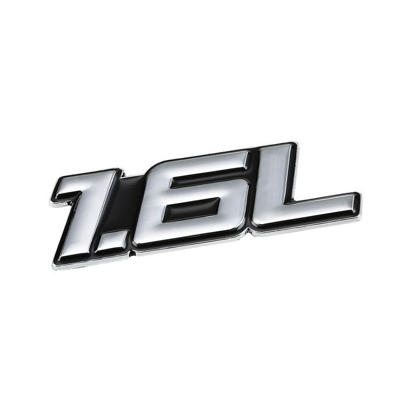 Black/Chrome 1.6L Sign Logo Badge Emblem Polished Decal Plate w/ 3M Tape-Exterior-BuildFastCar