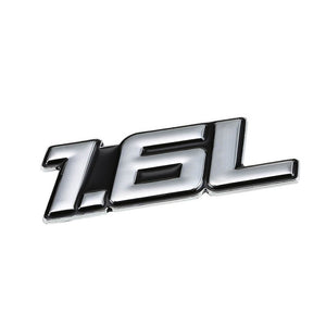 Black/Chrome 1.6L Sign Logo Badge Emblem Polished Decal Plate w/ 3M Tape-Exterior-BuildFastCar