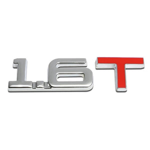 Chrome 1.6T Sign Logo Auto Engine Trunk Metal Badge Emblem Decal w/ 3M Adhesive-Exterior-BuildFastCar