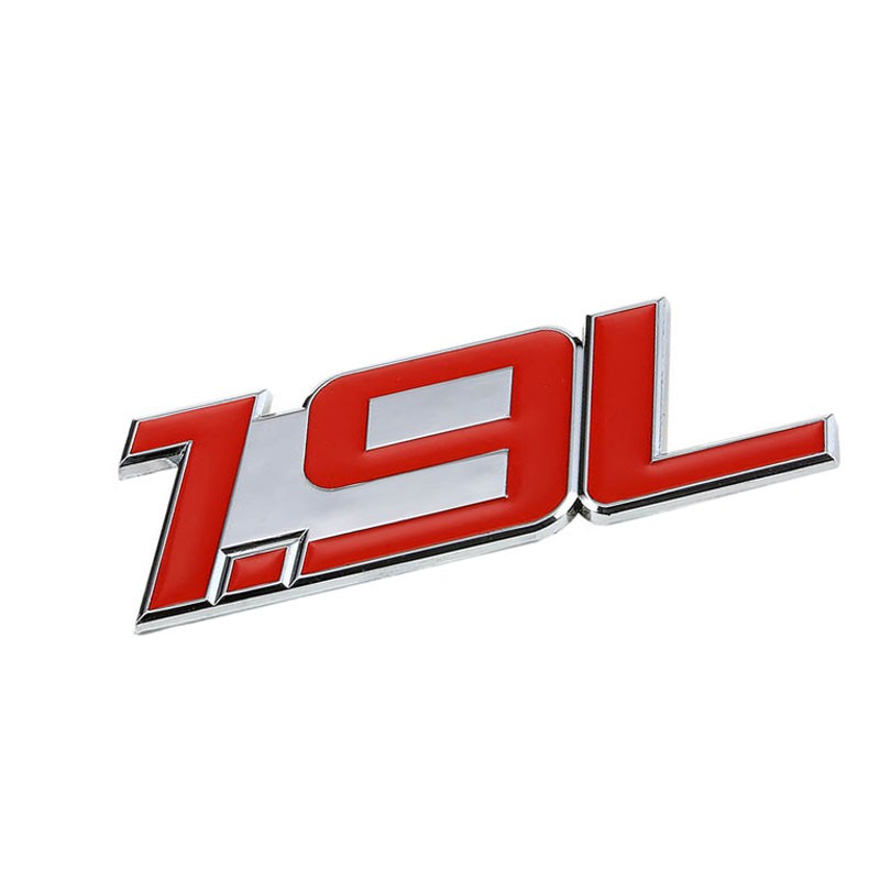 Red/Chrome 1.9L Logo Engine Auto Body Trunk Badge Emblem Polished Decal Sticker-Exterior-BuildFastCar