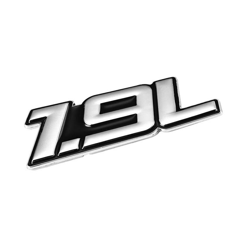 Black/Chrome 1.9L Sign Engine Auto Car Trunk Badge Emblem Plate Decal 3M Tape-Exterior-BuildFastCar