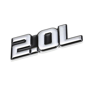 Black/Chrome 2.0L Logo Plate DOHC Engine Badge Emblem Metal Decal Adhesive 3M-Exterior-BuildFastCar