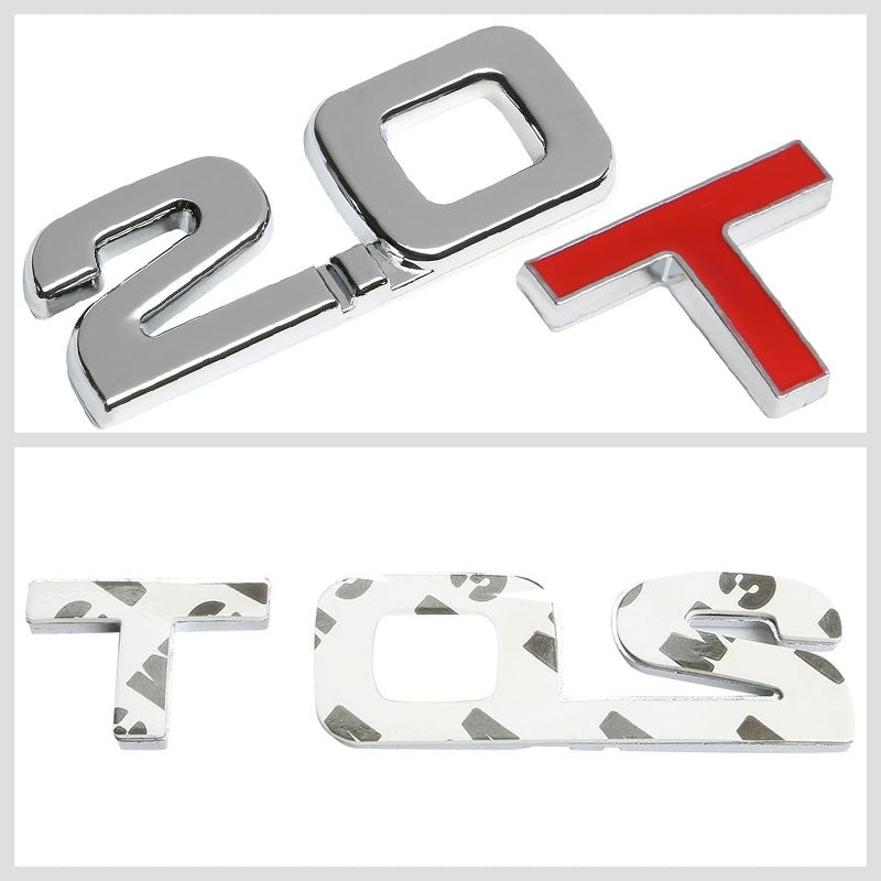 Chrome 2.0T Lettering Sign Plate RearTrunk Logo Badge Emblem Decal Sticker-Exterior-BuildFastCar