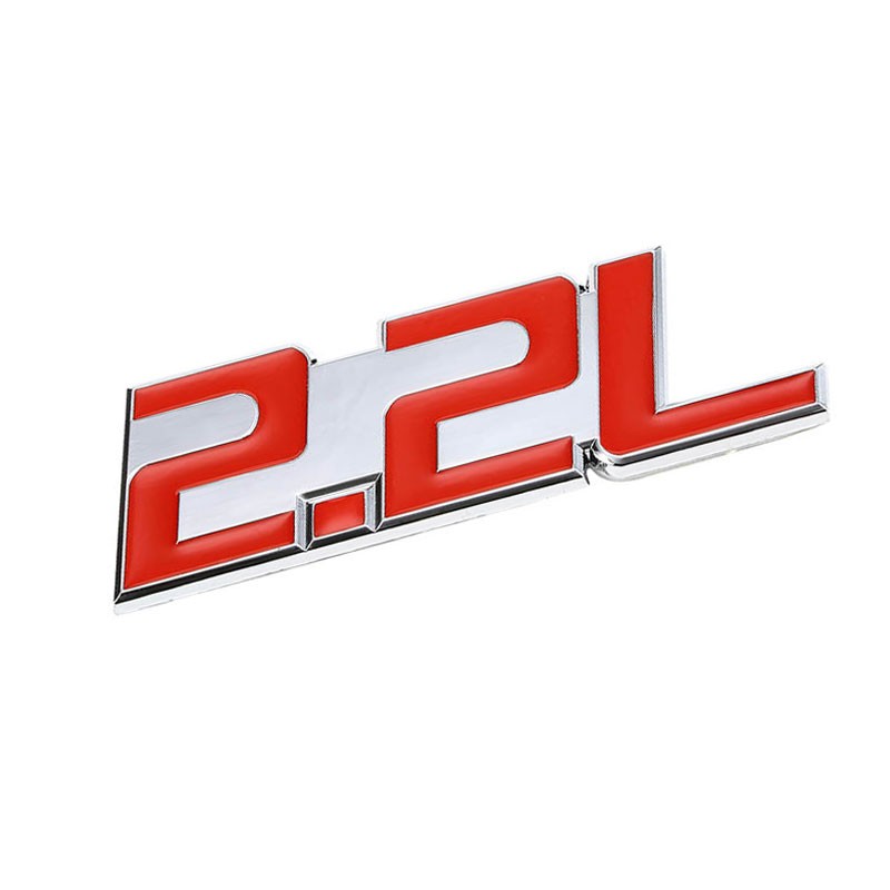 Red/Chrome 2.2L Logo Plate Diesel Engine Badge Emblem Metal Decal Adhesive 3M-Exterior-BuildFastCar
