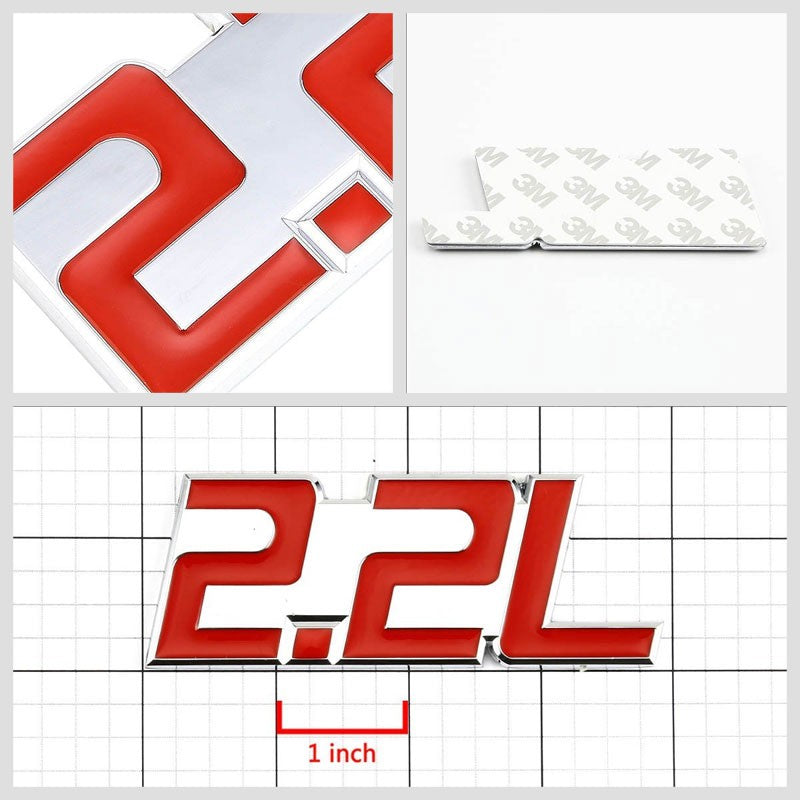 Red/Chrome 2.2L Logo Plate Diesel Engine Badge Emblem Metal Decal Adhesive 3M-Exterior-BuildFastCar