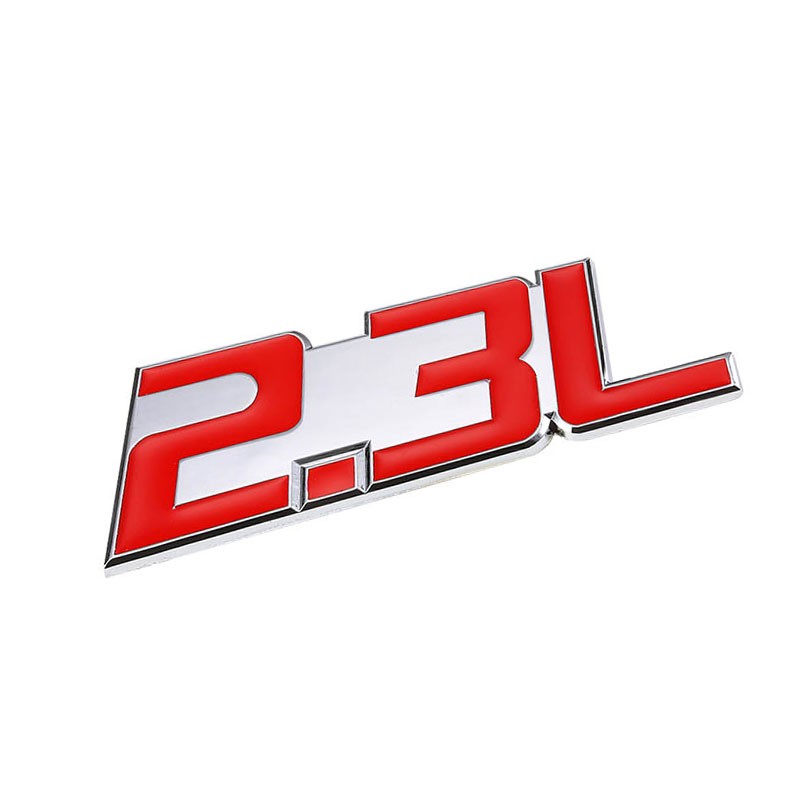 Red/Chrome 2.3L Logo Sport Car Engine Emblem Metal Decal Plate Sticker Badge 3M-Exterior-BuildFastCar