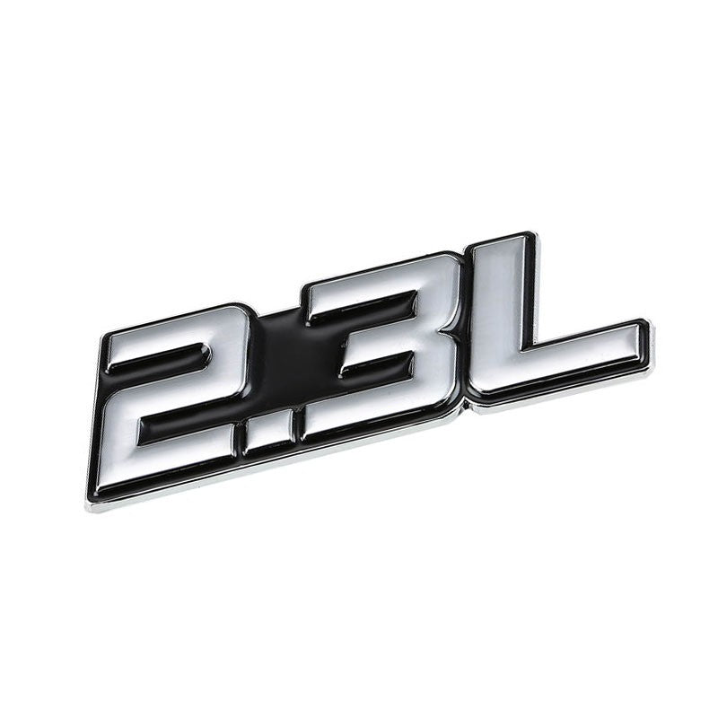 Black/Chrome 2.3L Sign Turbo Sport Engine Emblem Metal Decal Plate Sticker Badge-Exterior-BuildFastCar