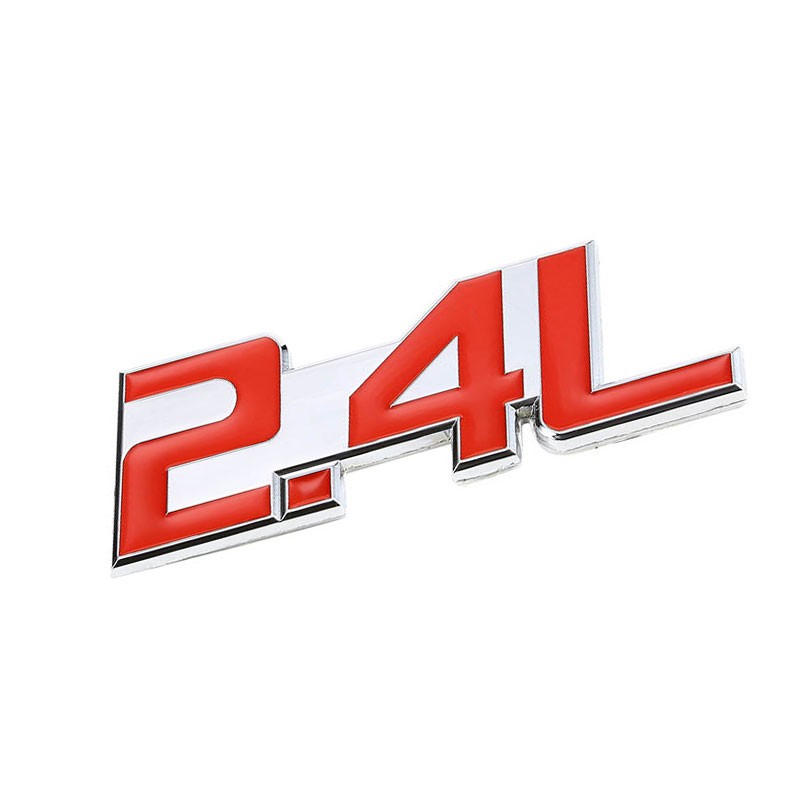 Red/Chrome 2.4L Car Engine Logo Badge Emblem Metal Decal Plate w/ 3M Tape-Exterior-BuildFastCar