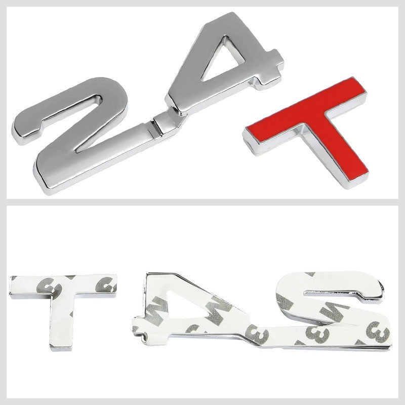 Chrome 2.4T Number Sign Logo Rear Trunk Badge Emblem Decal w/ 3M Adhesive-Exterior-BuildFastCar