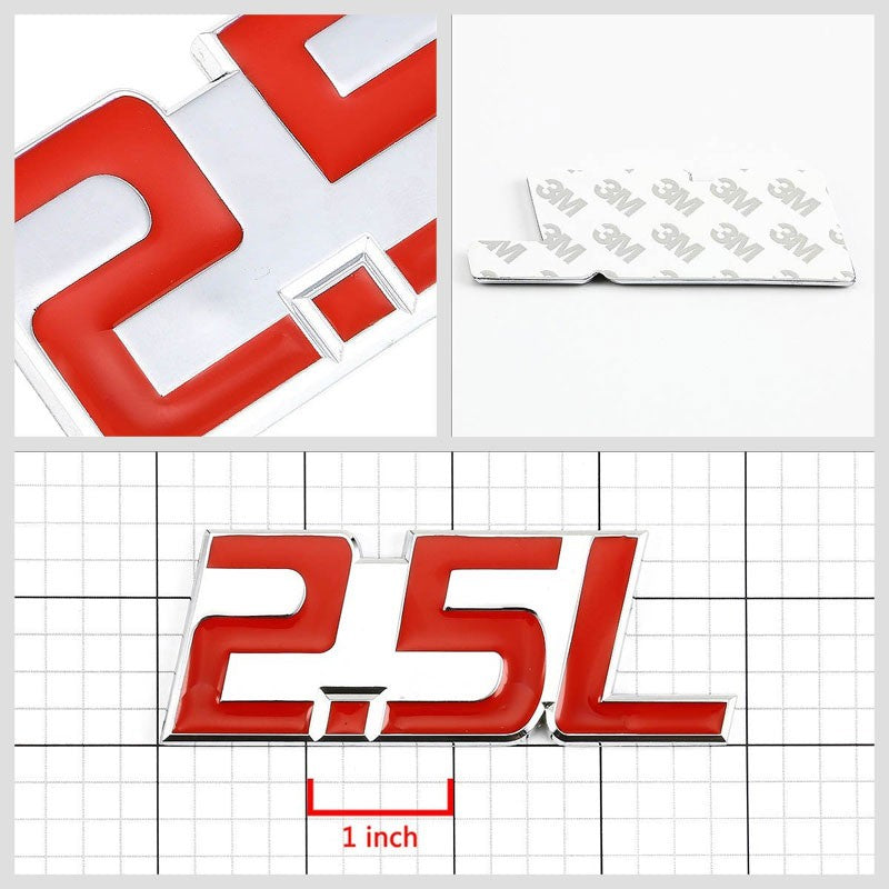 Red/Chrome 2.5L Name Logo Badge Emblem Metal Decal Plate 3M Adhesive Sticker-Exterior-BuildFastCar