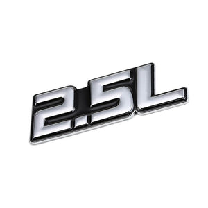 Black/Chrome 2.5L Sign Logo Badge Emblem Polished Decal Plate w/ 3M Tape-Exterior-BuildFastCar